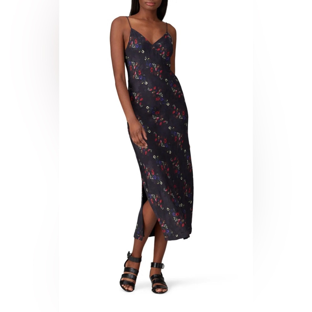 All Saints Slip Dress - silk, black, floral